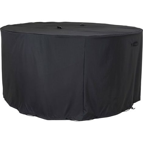 Housse pour table ronde 180 cm avec 4 chaises 210g/m2 600D polyester enduit PU déperlante noire (1/3)