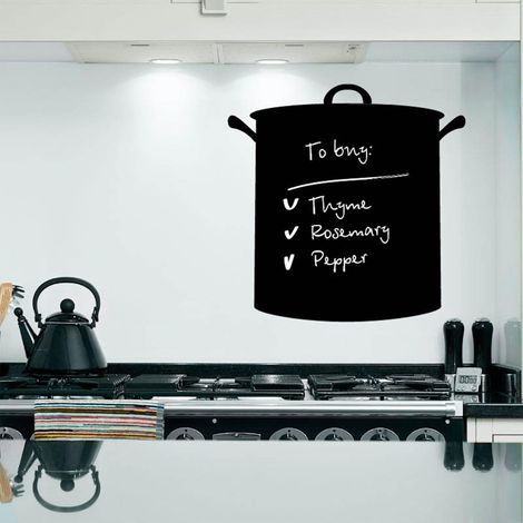 Sticker Tableau Noir CUISINIÈRE 30 x 30 cm, Adhésif Ardoise Effaçable, Décoration MÉMO pour Cuisine, to DO List, Autocollant Mural (1/2)