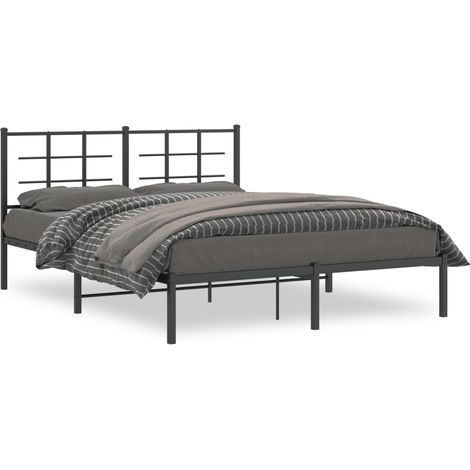 Maison Exclusive - Cadre de lit métal sans matelas et tête de lit noir 160x200 cm (1/5)