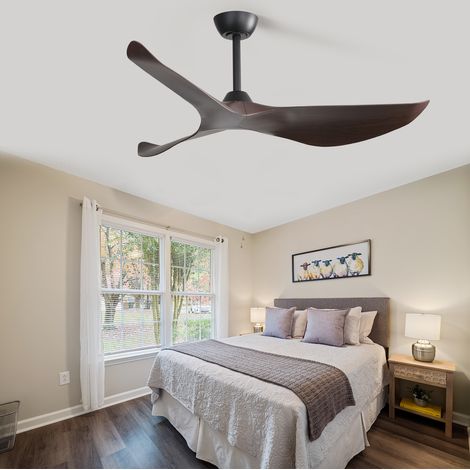 Ventilatore da soffitto 38" senza luce, 6 velocità, motore DC reversibile, nero DESVIAE (1/5)