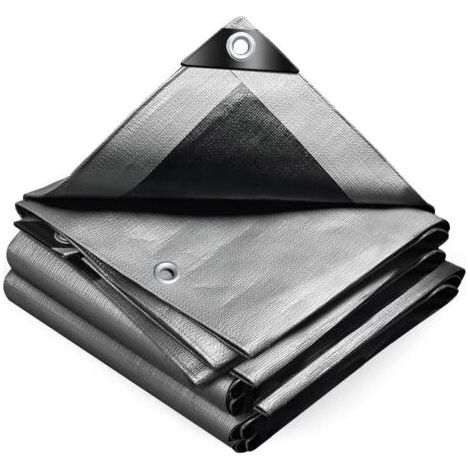Bâche de Protection en Polyéthylène resistant et impermeable 160g/m² gris et noir 3x4m (1/4)