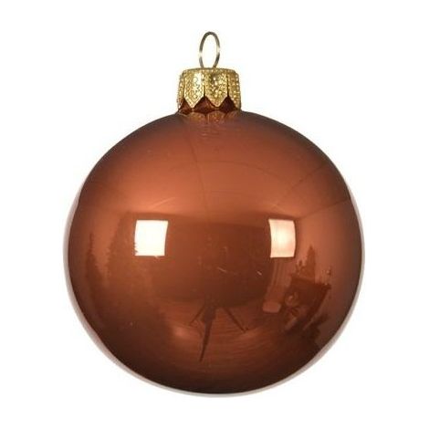 Set 4 Weihnachtskugeln aus Glas in glänzendem Kupfer Ø10 cm