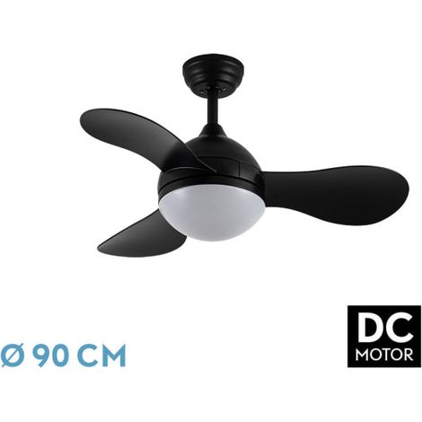 SOLIDO ventilatore dc 24w nero 3 pale 91 cm 2640lm 3000-4000-6500k