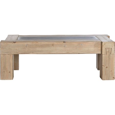 Table basse, table de salon rectangulaire en bois coloris naturel - longueur 140 x profondeur 70 x Hauteur 46 cm (1/5)