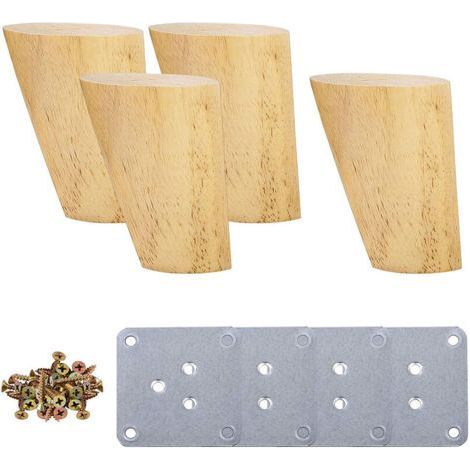PHENOPLASTICAFOREHILL 4x 5cm Holzmöbelbeine Tisch-, Bett-, Schrankfüße mit Montageplatten und Schrauben (1/5)