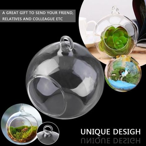 Lot de 6 Vase Suspendu de Verre Boule Pour Fleur Décoration Pots à suspendre Air Plante Terrariums de Jardin Maison Mariage (1/4)