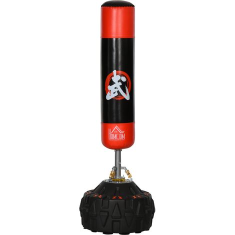 Sacco Boxe Kickboxing da Terra Ø60x180 cm Nero e Rosso (1/5)
