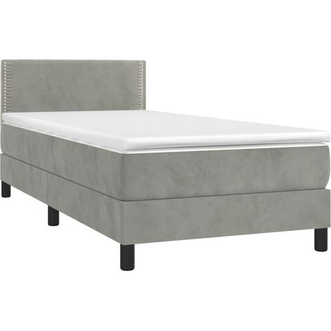 Giroletto a Molle con Materasso Grigio Chiaro 100x200cm Velluto vidaXL