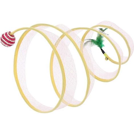 Tube tunnel pliable pour chat en forme de S, jouet interactif avec souris, tunnel ressort pour chat, accessoire amusant et pliable. (1/4)