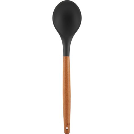 Ustensiles de cuisine en silicone avec manche en bois (cuillère) pour la maison et les restaurants (1/5)