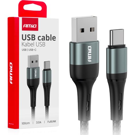 Cavo di ricarica USB-A - USB-C 3A 100cm FullLINK amio-03911 (1/3)