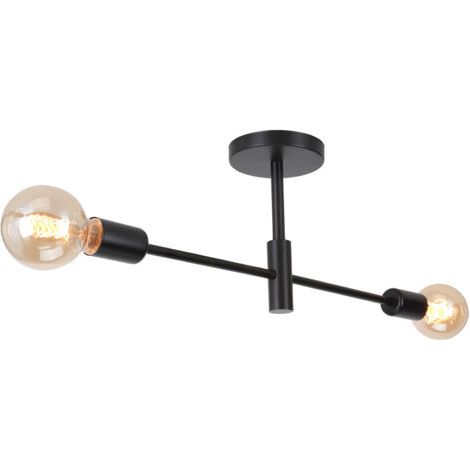 royaluxe- Lampe De Plafond En Métal Plafonnier Moderne 2 Lumières Noir Plafonniers D'Intérieur E27 Pour Salle De Bain Chambre Couloir Salon (1/5)