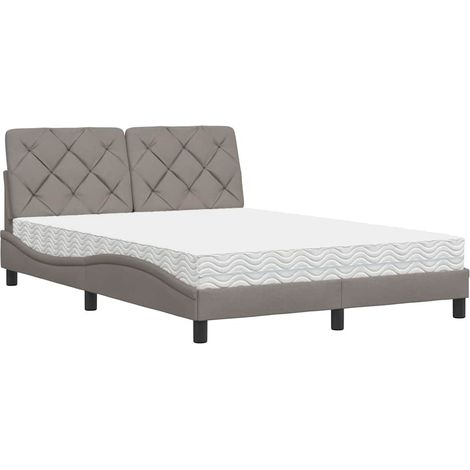 vidaXL Letto con Materasso Tortora 140x190 cm in Tessuto (1/5)