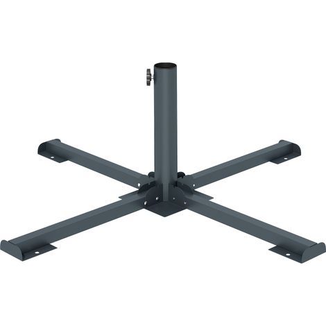 Pied de parasol pliable, diamètre du tube 38 et 48 mm, support en croix pour parasols, gris foncé (1/5)