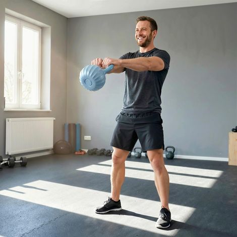 14 kg Kettlebell, Kurzhantel mit rutschfestem Griff, Kugelhantel, Krafttraining, Fitnessstudio, blau