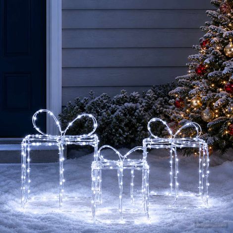 vidaXL Boîtes cadeaux lumineuses de Noël LOVIISA 3 pc 360 LED (1/5)