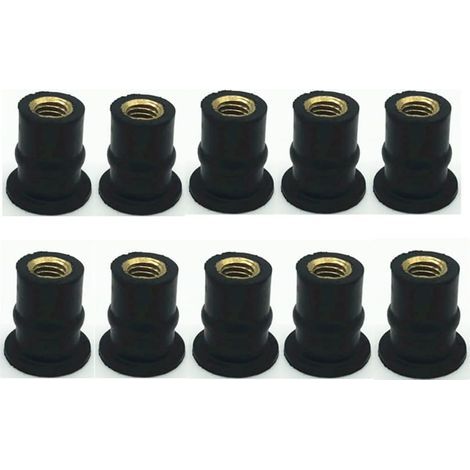 10 Stück M5 Windschutzscheiben-Wellmutter, Motorrad-Windschutzscheiben-Wellmutter aus Gummi und Messing, metrische Windschutzscheibenschraube, Windschutzscheibenschraube (gerade konvex, M5) 1.21.21. (1/3)
