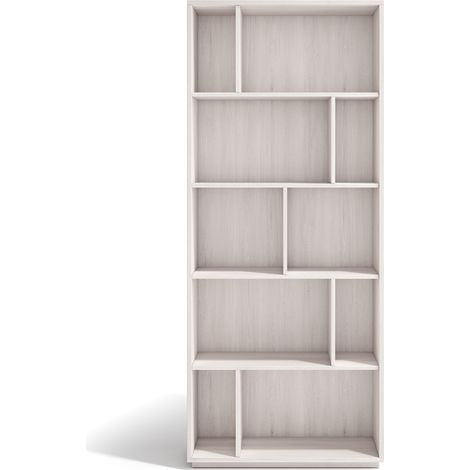 Meuble de rangement, collection NACK (545), bibliothèque étagère à 5 nivaux en mélamine.- blanc antique (1/5)