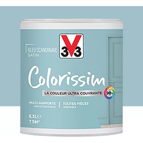 Peinture Multi-supports V33 Colorissim Satin Bleu scandinave 0,5 L