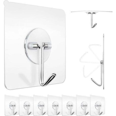 Adhesive Wall Hook 10 Pcs, 6 x 6cm – Stainless Steel Wall Hook for Home, Kitchen, Bathroom – Maximum Load: 5 kg – Ideal for (1/4)
