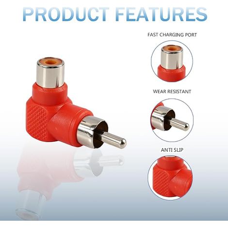 adaptateurs RCA coudés 90°, Fiche mâle vers prise femelle, Connecteurs audio coudés pour chaîne HiFi, Ampli, Enceinte, Platine vinyle derrière les appareils, Contacts dorés