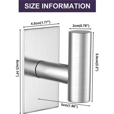 Ganchos adhesivos de alta resistencia, ideales para colgar abrigos y ropa ganchos para armarios ganchos de pared para cocina (plateados, juego de 2). (1/5)