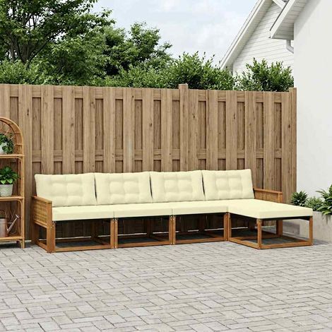 vidaXL Outdoor-Sofagarnitur mit Kissen 5 pcs Natur und Creme (1/5)