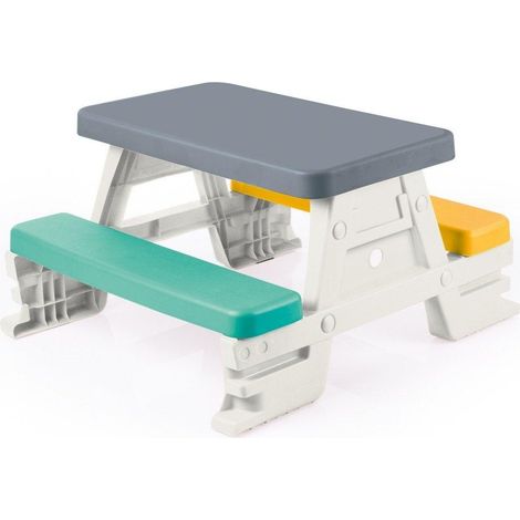 Selsey DOLU set da giardino per bambini con tavolo e panche colorate