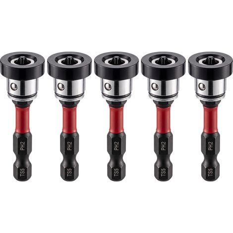 Lot De 5 Embouts PH2 Pour Cloison Sèche Avec butée De Profondeur Réglable, Magnétique, Acier Allié S2, Tige Hexagonale 1/4'', 50 Mm, Pour Visseuse Et Perceuse, Encastrement Vis Dans Plaques (1/5)