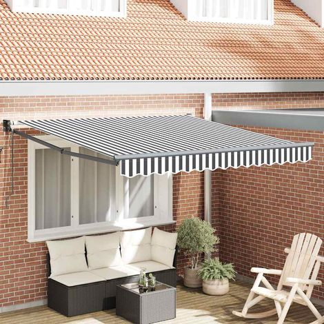 Markise Einziehbar Anthrazit und Weiß 3x2,5 m Stoff & Aluminium