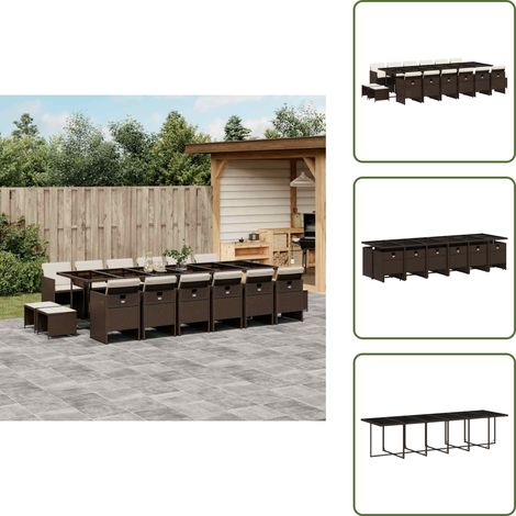 Ensemble à manger de jardin et coussins 17 pcs marron rotin - Ensemble Salon De Jardin - Meuble De Jardin - Résine Tressée - Mobilier D'extérieur - Table De Jardin (1/5)