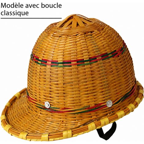 Casque de sécurité de chantier en bambou tressé petit bord avec plaque d'acier jaune réf 6094 700 g – Livraison gratuite (1/5)