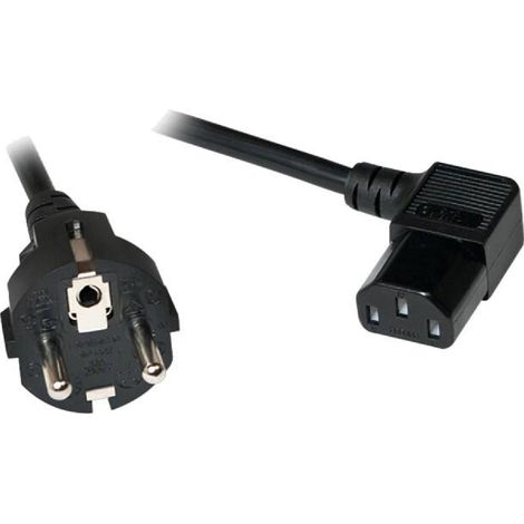 Cable- CEE 7-7 -E-F- prise.IEC C13 femelle 90o- 2m- noir- 10A