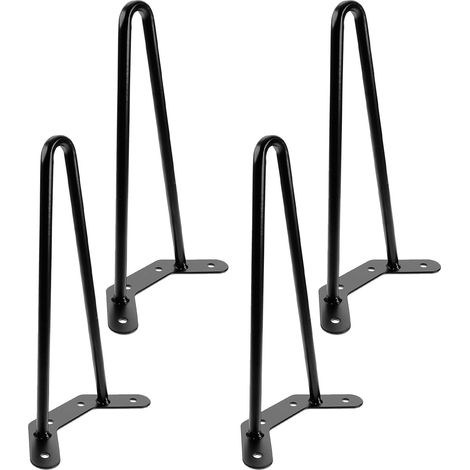 4 Pieds de table en métal noir 40 cm Support fiable et (1/5)