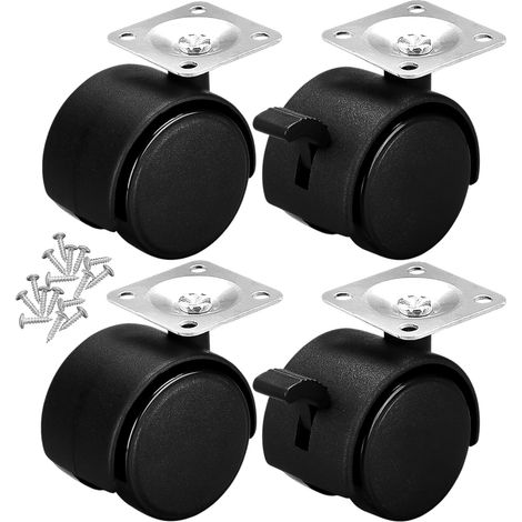 Stück 48 mm Lenkrollen, Möbelrollen, 2 mit Bremse und 2 ohne, Ersatzrollen für Bürostuhl, Stuhlräder schützen den Boden für Möbel
