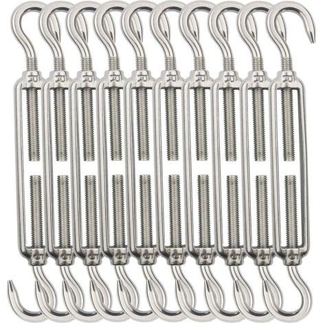 Cable Tendeur fil de fer,M5 Tendeurs de Fil,Tendeur de Cable Crochet et Crochet,Tendeurs de Cable en acier inoxydable 304 -10 Pièces (1/5)