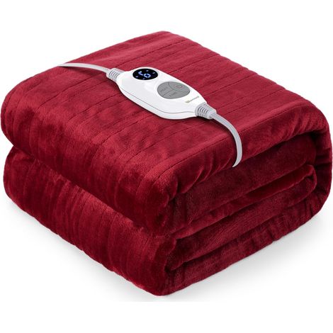 Couverture Chauffante Électrique Flanelle 130x180 cm, 6 Niveaux De Température, 1-10 Heures Arrêt Automatique (1/5)