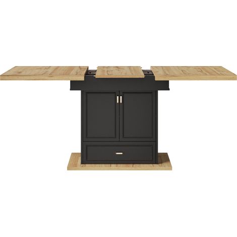 Tavolo da pranzo allungabile 110-140 cm in MDF e metallo con contenitore (1/5)