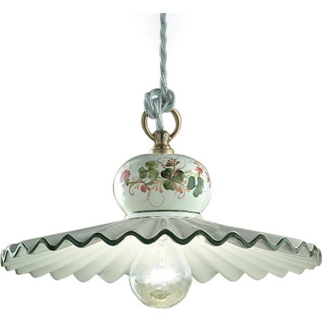 Lampadario Classico Roma Ceramica E Ottone Satinato Decorato 31Cm 1 Luce E27 (1/4)