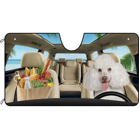Pare-soleil pour pare-brise de voiture chien, noir et marron, (1/5)