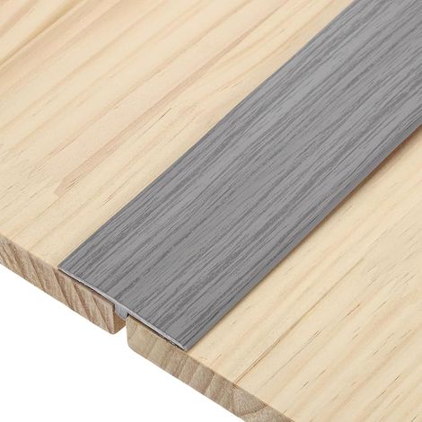 Barre de Seuil Adhesive, Seuil de Porte en PVC 5 cm x 300cm, Bande de transition autocollante en vinyle, Baguettes de Seuil pour Joints de Sol, pour Planchers en Bois et Carrelages, Grain de bois gris (1/5)