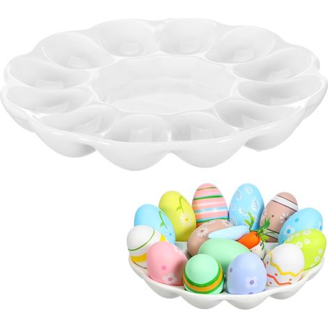 Plafonnier Cristal Plateau à Œufs en Céramique - 1 Pièce - Design Multi-Compartiments - pour Œufs Farcis Et Fromage - (1/5)