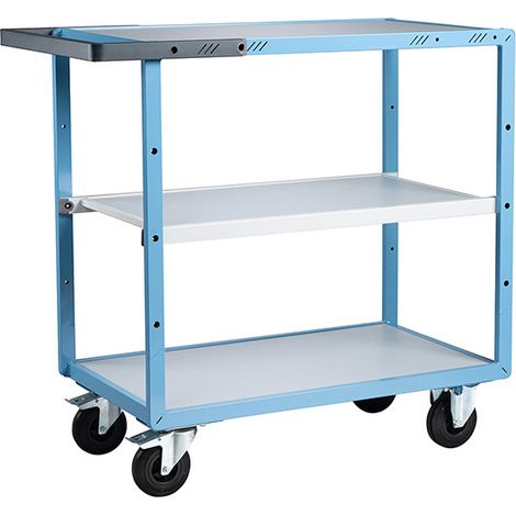 Servante mécano-soudée montée - 3 Plateaux mélaminé 850x500mm - Charge Max 250kg - Poignée simple - Roues Caoutchouc - 880701112 (1/5)