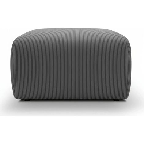 ELIO - Pouf en petit velours côtelé Gris foncé 74x74x41 (1/5)