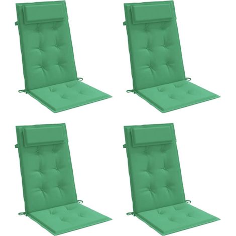 vidaXL Highback Chair Cushions 4 pcs Green Oxford Fabric