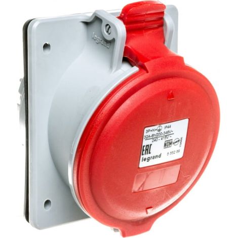 Enchufe de panel 5P 32A 400V rojo IP44 P17 tempra PRO 555289