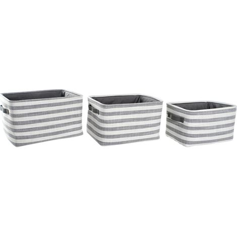 Korbset 3 Baumwolle 42x32x25 graues Baumwollmaterial Material mehrfarbiger Farbfamilienkörbe und Details Details (1/4)