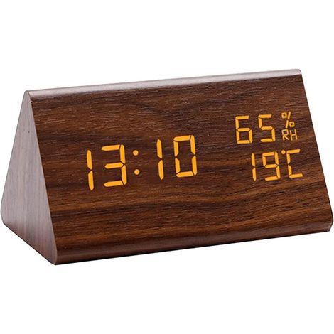 MINKUROW Sveglia In Legno, Sveglia Digitale A Led In Legno, Orologio Da Tavolo Digitale In Legno Con Ora E Temperatura, Controllo Del Suono E Luminosità Regolabile (1/5)