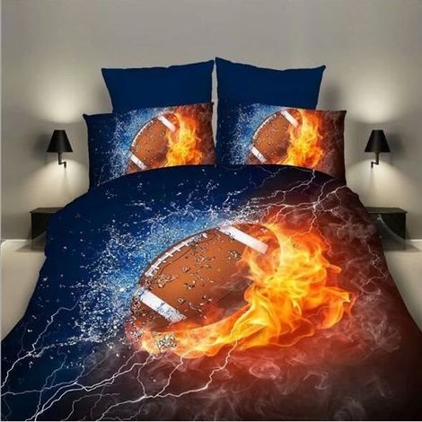 Housse de Couette et Taie d\'oreiller Parure de lit 3D Rugby Impression Enfant Garçon Les jeunes 200x200cm-Ywey