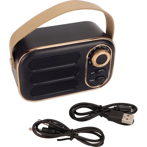Enceinte Bluetooth Portable avec Son Stéréo HiFi, Charge USB et Design Rétro pour Voyage et Maison, Noir (1/5)